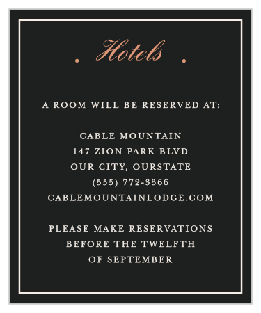 When all your friends and family come to town for your wedding, they'll appreciate your Forged Enchantment Accommodation Cards!