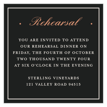 In order to be sure everyone important makes it to your rehearsal event, send out your Forged Enchantment Rehearsal Cards!