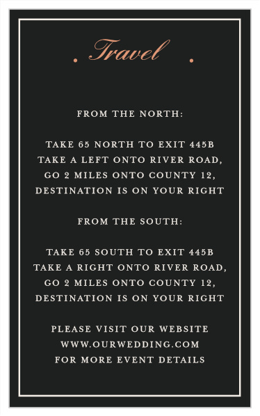 Help your guests navigate their way to your amazing wedding venue by sending them your Forged Enchantment Direction Cards!