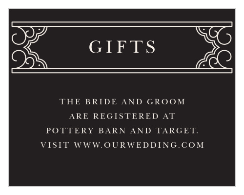 Elegantly embellished, the Our Union Registry Cards feature Victorian flourishes and traditional type.