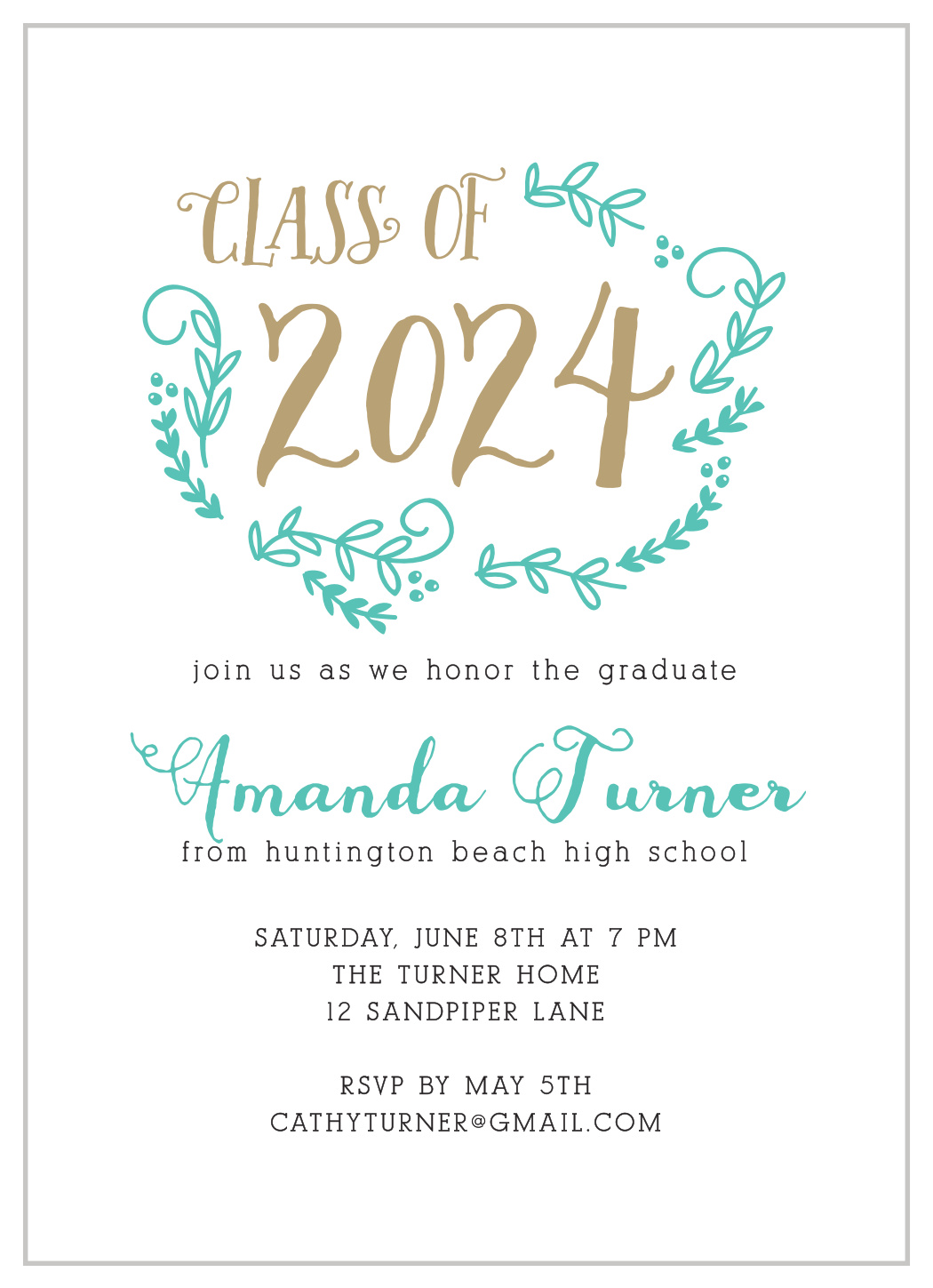 Simple Vines Graduation Invitations