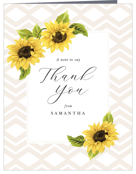 Show your friends and family how much you appreciated their support with the chic look of our Sunflower Chevron Bridal Shower Thank You Cards.