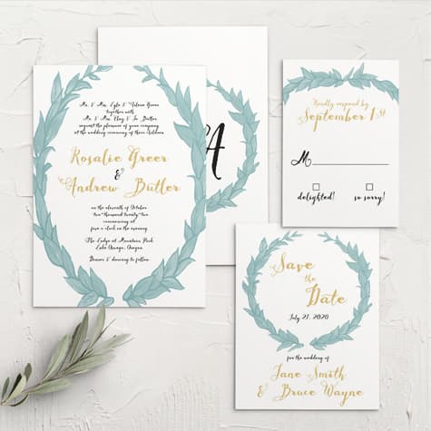 Leafy Love Foil Wedding Invitations