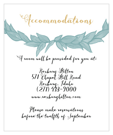 Many of your guests will travel a long distance to be at your big event, so make sure they know the best places to stay and how to travel to be at your wedding with the Leafy Love Foil Accommodation Cards!