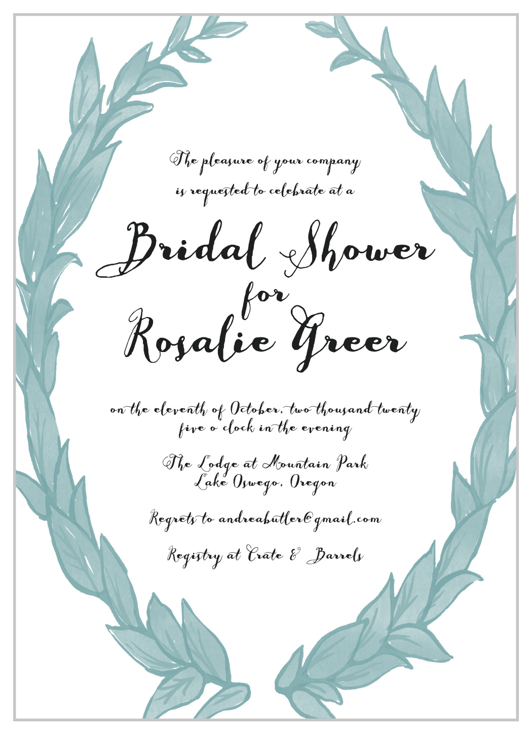 Laurel Love Bridal Shower Invitations