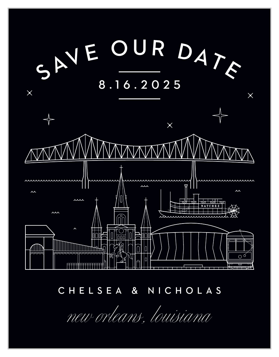 New Orleans Skyline Save the Date Cards