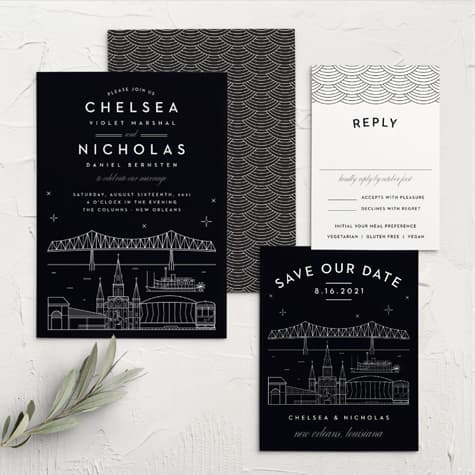 New Orleans Skyline Wedding Invitations