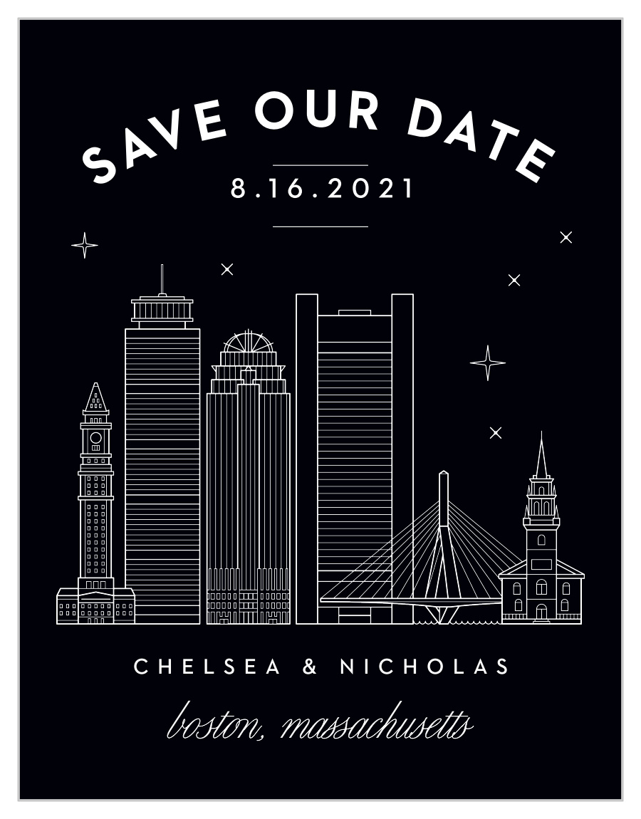 Boston Skyline Save the Date Magnets