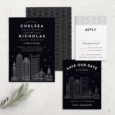 Boston Skyline Wedding Invitations