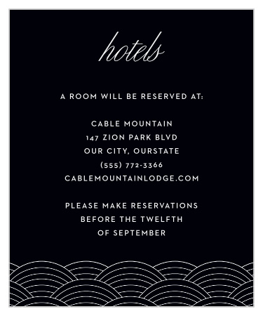 Suggest your personal recommendations of nearby hotels to your out-of-town guests with the high-contrast design of our Boston Skyline Accommodation Cards.