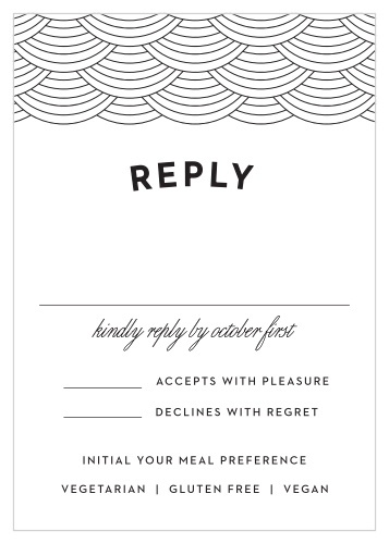 Gather a headcount and the meal preferences of your cherished guests with the minimalist design of our Boston Skyline Response Cards.