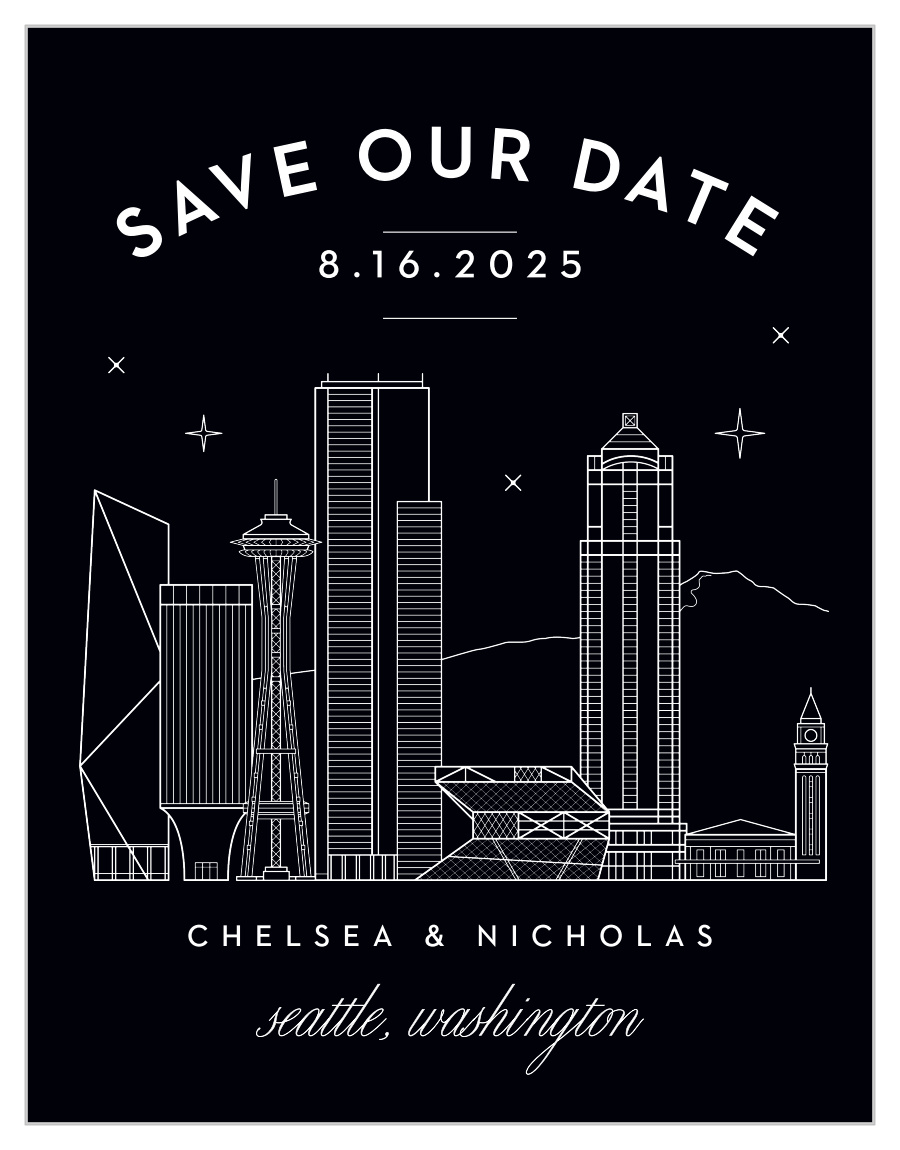 Seattle Skyline Save the Date Cards