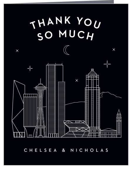 Show your appreciation with the beautiful Seattle Skyline Wedding Thank You Cards!