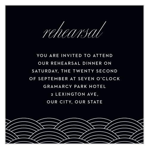 Invite cherished guests to your wedding ceremony with our Houston Skyline Rehearsal Cards.