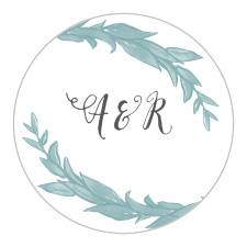 Elegant laurels swirl around your names on the Leafy Love Stickers. 