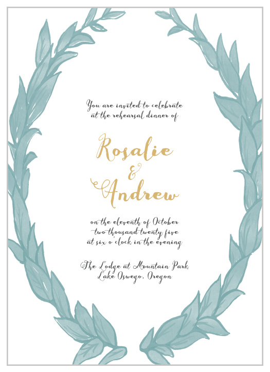 Our Leafy Love Rehearsal Dinner Invitations are perfect for gathering your friends and family together for a wedding test run.