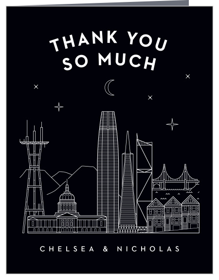 Let your loved ones know you appreciated their presence at your wedding with our San Francisco Skyline Wedding Thank You Cards! 