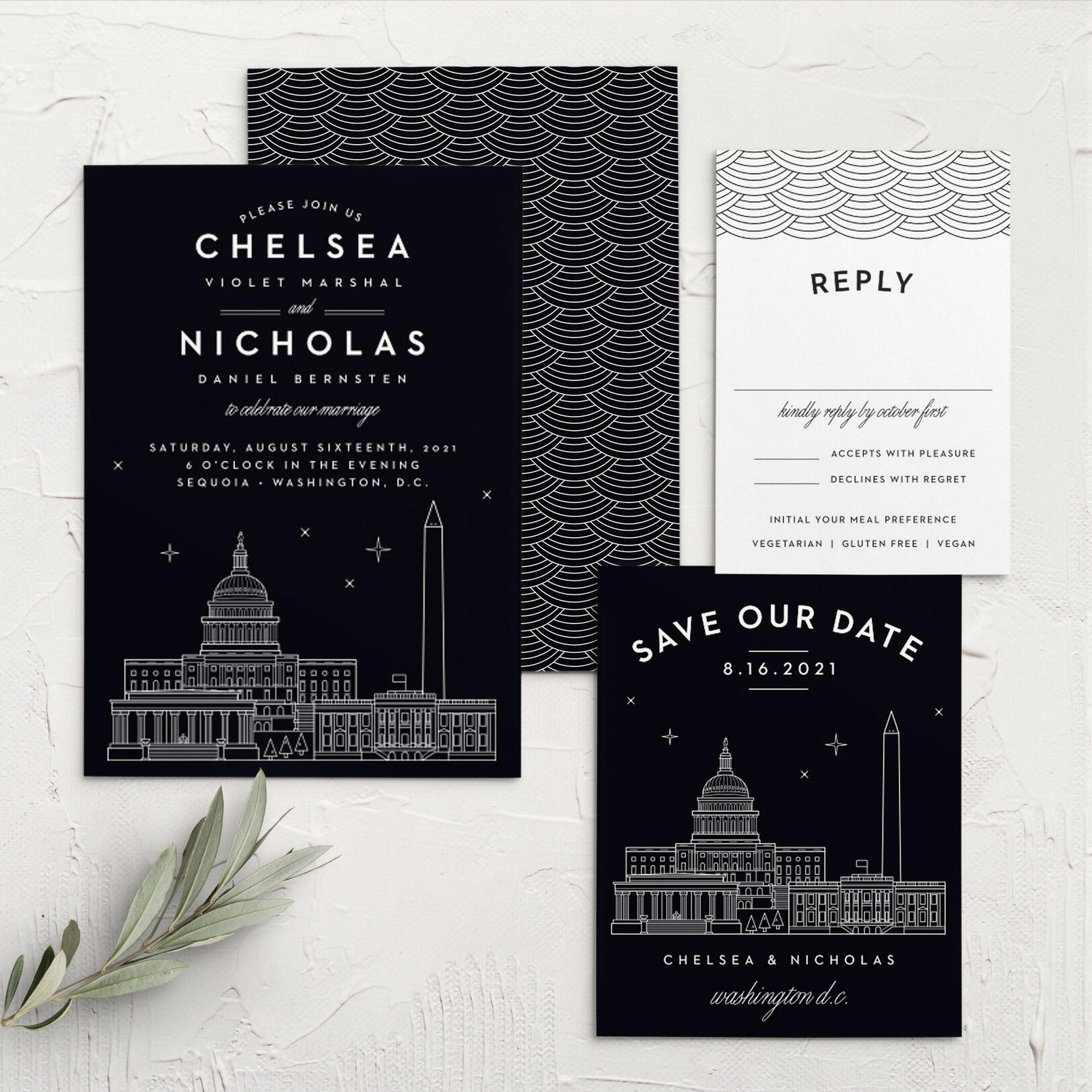 Washington D.C. Skyline Wedding Invitations
