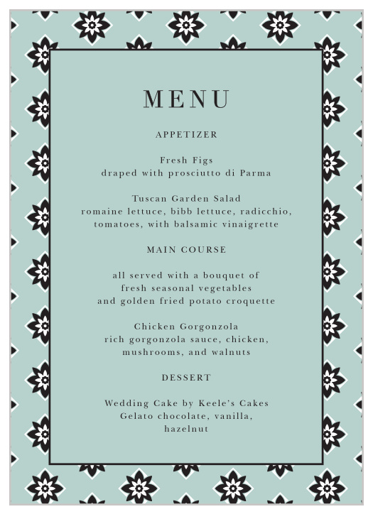 Impress your guests with our unique Vintage Elegance Wedding Menus!