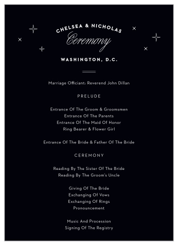 Lay out all the details of the events surrounding your big day with our Washington D.C. Skyline Wedding Programs.