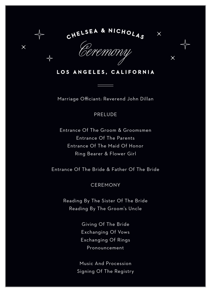 Los Angeles Skyline Wedding Programs