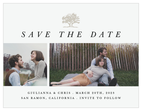 Make a sophisticated impression with our Majestic Tree Wedding Save the Date Magnets.