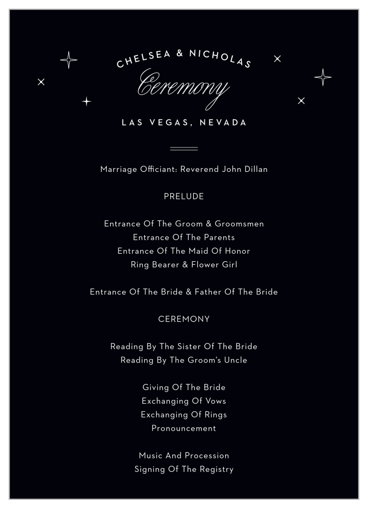 Las Vegas Skyline Wedding Programs