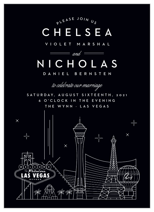 Our Las Vegas Skyline Wedding Invitations help you share your wedding-day details with the breathtaking beauty of the Las Vegas strip.