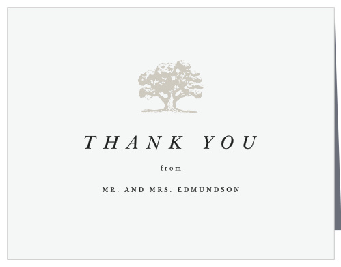 Make a sophisticated impression with our Majestic Tree Wedding Thank You Cards. 