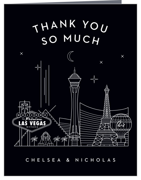 Our Las Vegas Skyline Wedding Thank You Cards help you share your thanks with the breathtaking beauty of the Las Vegas strip. 