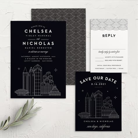 San Diego Skyline Wedding Invitations