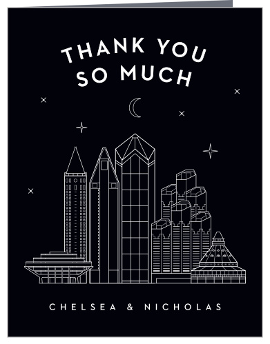Express your appreciation to your loved ones with the stunning design of our San Diego Skyline Wedding Thank You Cards.