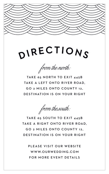 Guide your family and friends to your wedding venue with our San Diego Skyline Direction Cards. A minimalist outline design embellishes the top of each card before your north and south directions are displayed in clean-cut, black typography.