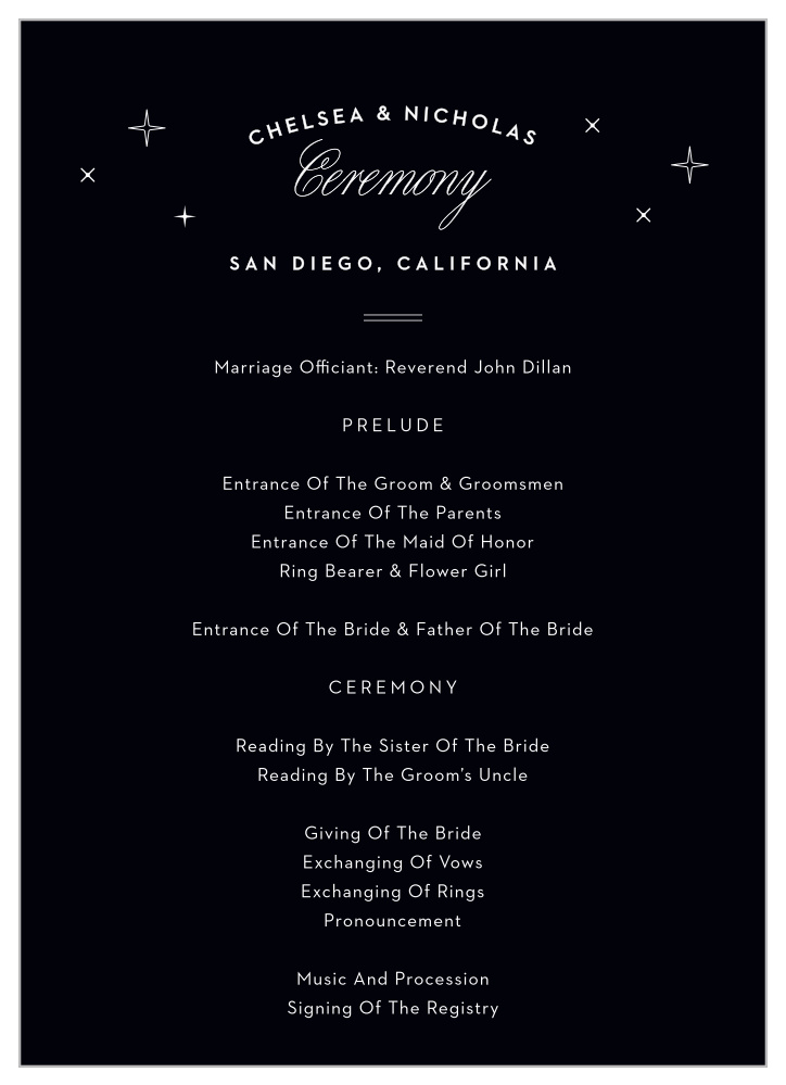 San Diego Skyline Wedding Programs