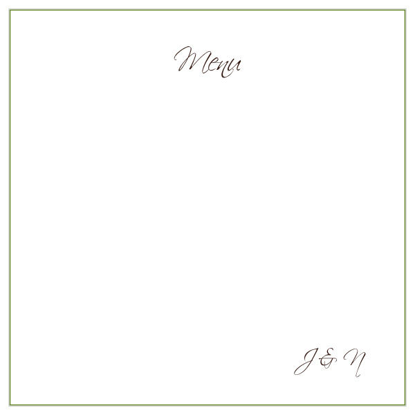 Our Initials Square wedding menu with its distinctive and bold striped matching the rest of our Initials Square invitation suite perfectly.