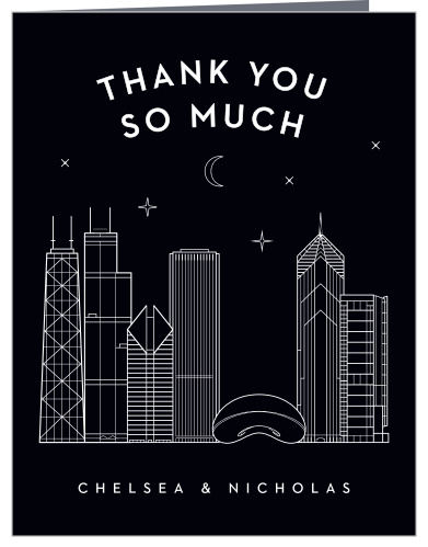 Say all you could ever need to your loved ones with the high-contrast design of our Chicago Skyline Wedding Thank You Cards.