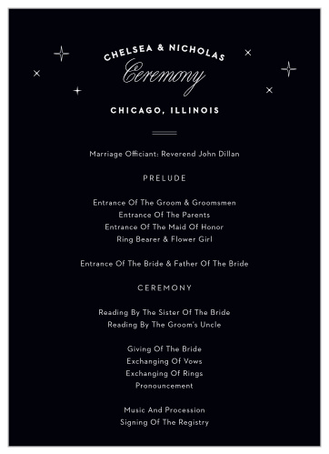 Spell out details of the events surrounding your wedding day in a charming way utilizing our Chicago Skyline Wedding Programs.