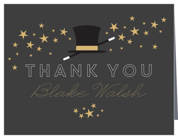Express gratitude to your guests for coming to the ceremony with our Magical Magician Bat Mitzvah Thank You Cards.