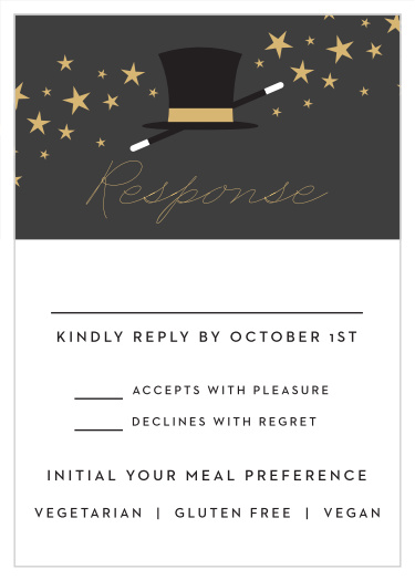 Get a headcount of who will be joining for the coming of age ceremony with our Magical Magician Bar Mitzvah Response Cards.