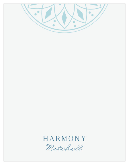 Turn every piece of business correspondence into something unforgettable with our Harmony Spa Business Stationery. An ocean blue mandala hangs at the top of your card. With your name written out along the bottom, you can be sure that each and every one of your clients is truly impressed by your professionalism.