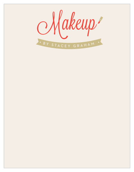 A small tube of lipstick appears to write the word "Makeup" across the top of our Little Lipstick Business Stationery!
