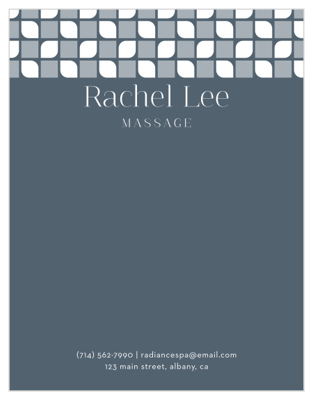 The elegant border adorning the top of each stationery gives this Rejuvenate Day Spa Business Stationery a refined and peaceful look.