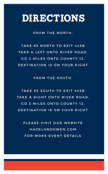 You can help your loved ones make their way to the venue easily with our Sports Jersey Bar Mitzvah Direction Cards! 