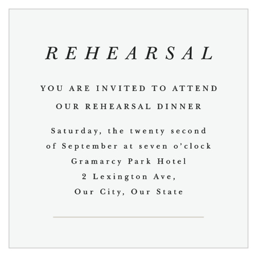 Make a sophisticated impression with our Majestic Tree Wedding Rehearsal Cards.