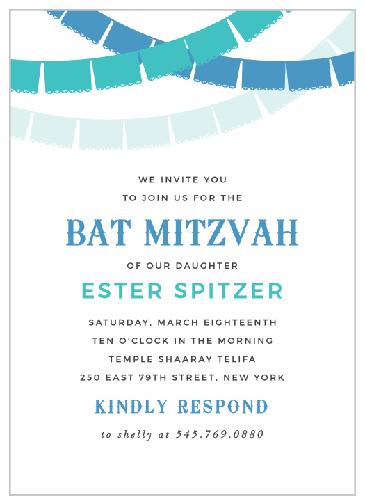 Bring the party to your guests and your guests to the party with our Fiesta Banner Bar Mitzvah Invitations!