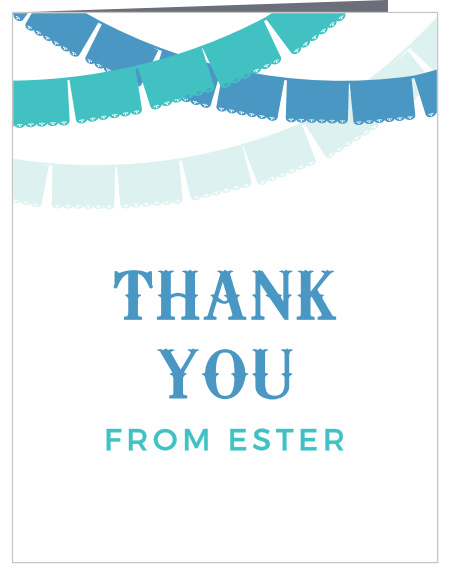 Extend your gratitude using your Fiesta Banner Bar Mitzvah Thank You Cards. 