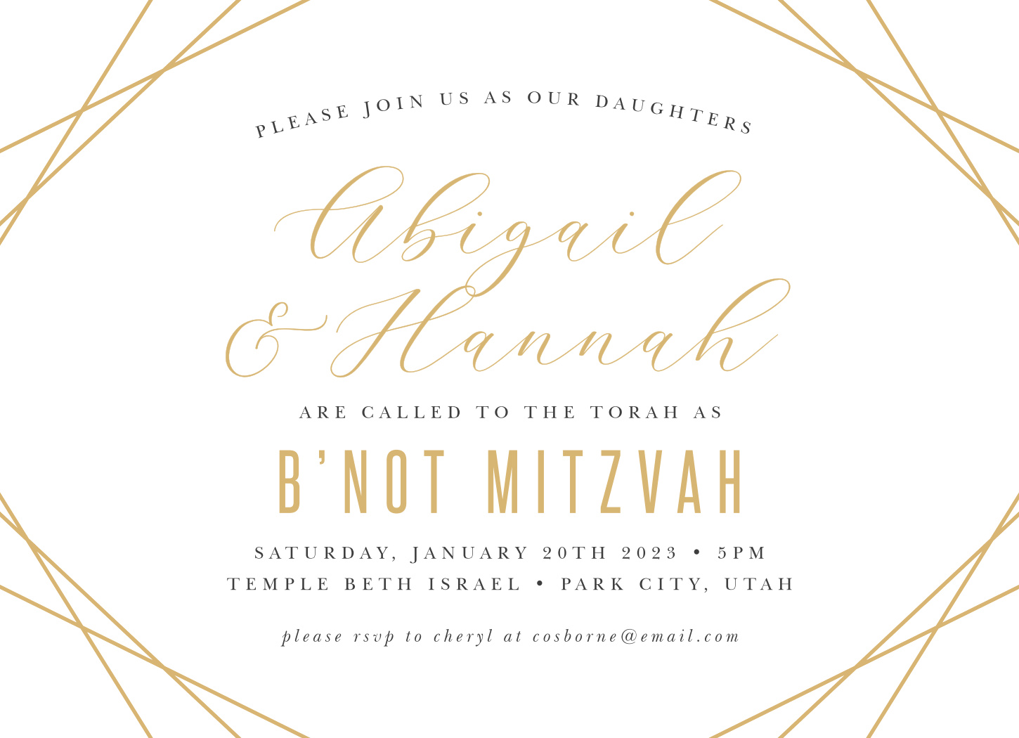 B'not Blessing Bat Mitzvah Invitations