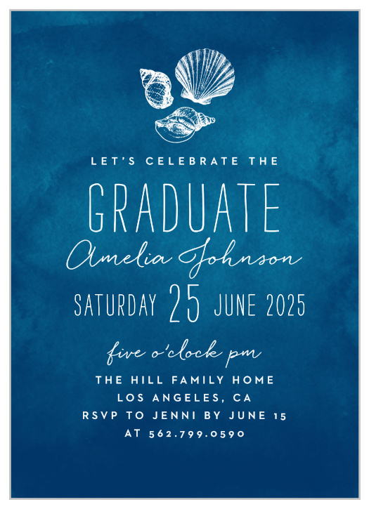 Our Seaside Seashells Graduation Invitations offer a modern, nautical vibe that is fun and beachy!