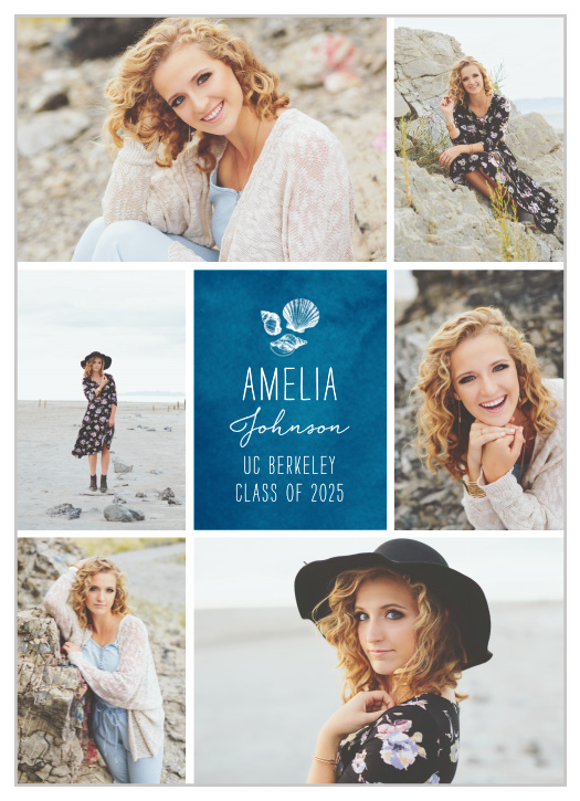 The nautical theme of our Seaside Seashells Graduation Announcements is perfect for those of us who love the beach!  