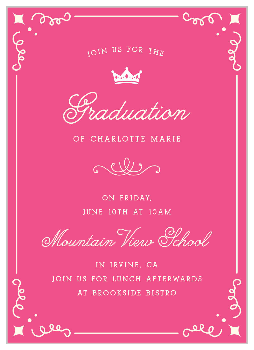 Princess Promotion Graduation Invitations